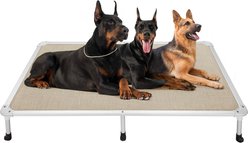 Veehoo Chew-Proof Silver Aluminum Frame Elevated Dog Bed, Beige Coffee, XX-Large