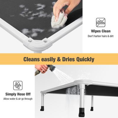 Show full view: Veehoo Chew-Proof Silver Aluminum Frame Elevated Dog Bed, Black, Large slide 3 of 12