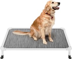 Veehoo Chew-Proof Silver Aluminum Frame Elevated Dog Bed, Black Silver, Large