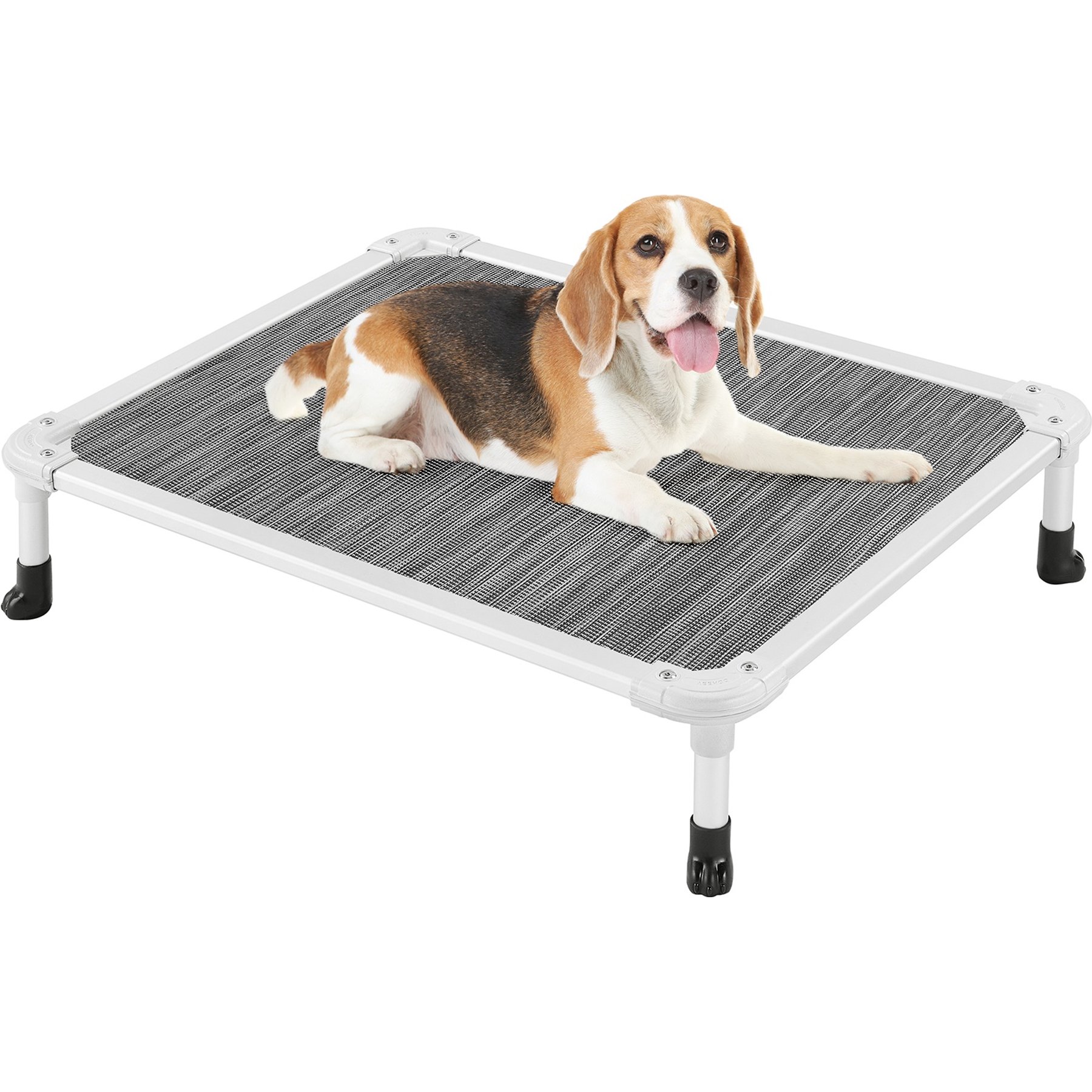 Veehoo Chew-Proof Silver Aluminum Frame Elevated Dog Bed, Black Silver, Medium