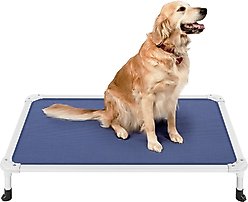 Veehoo Chew-Proof Silver Aluminum Frame Elevated Dog Bed, Blue, Large