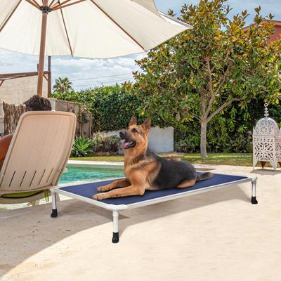 Show full view: Veehoo Chew-Proof Silver Aluminum Frame Elevated Dog Bed, Blue, Large slide 9 of 12