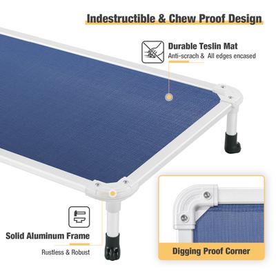 Show full view: Veehoo Chew-Proof Silver Aluminum Frame Elevated Dog Bed, Blue, Large slide 7 of 12