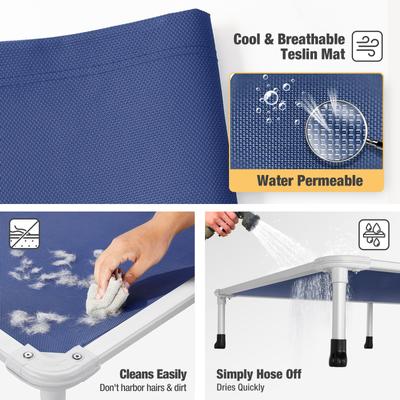 Show full view: Veehoo Chew-Proof Silver Aluminum Frame Elevated Dog Bed, Blue, Large slide 8 of 12