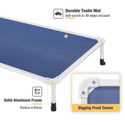 Show full view: Veehoo Chew-Proof Silver Aluminum Frame Elevated Dog Bed, Blue, Large slide 3 of 12