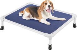 Veehoo Chew-Proof Silver Aluminum Frame Elevated Dog Bed, Blue, Medium