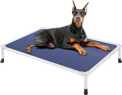 Veehoo Chew-Proof Silver Aluminum Frame Elevated Dog Bed, Blue, X-Large