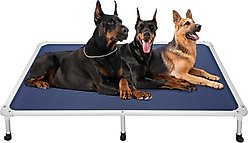 Veehoo Chew-Proof Silver Aluminum Frame Elevated Dog Bed, Blue, XX-Large