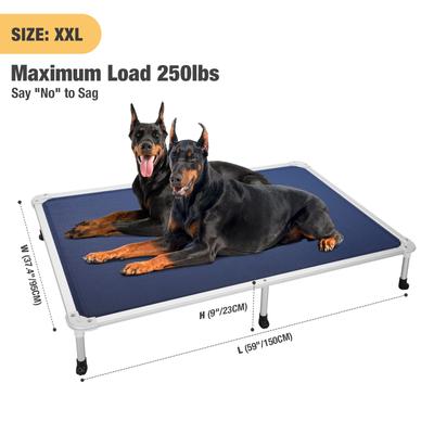 Show full view: Veehoo Chew-Proof Silver Aluminum Frame Elevated Dog Bed, Blue, XX-Large slide 6 of 12