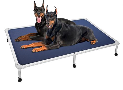 Show full view: Veehoo Chew-Proof Silver Aluminum Frame Elevated Dog Bed, Blue, XX-Large slide 2 of 12