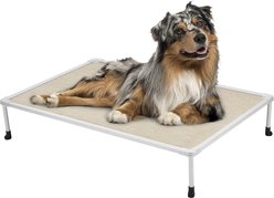 Veehoo Chew-Proof Silver Metal Frame Elevated Dog Bed, Beige Coffee, Medium