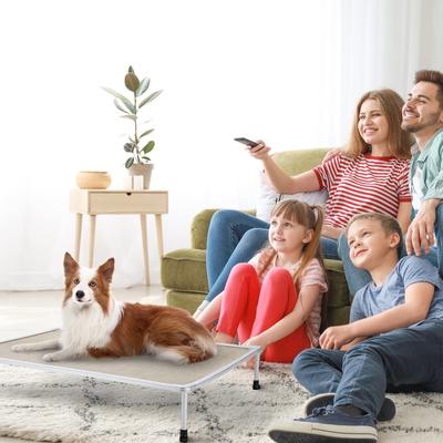 Show full view: Veehoo Chew-Proof Silver Metal Frame Elevated Dog Bed, Beige Coffee, Medium slide 7 of 10