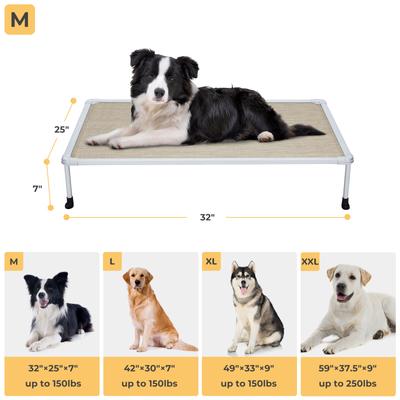Show full view: Veehoo Chew-Proof Silver Metal Frame Elevated Dog Bed, Beige Coffee, Medium slide 5 of 10
