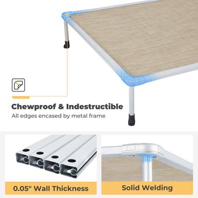 Show full view: Veehoo Chew-Proof Silver Metal Frame Elevated Dog Bed, Beige Coffee, Medium slide 2 of 10