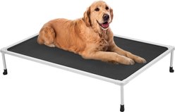 Veehoo Chew-Proof Silver Metal Frame Elevated Dog Bed, Black, Large