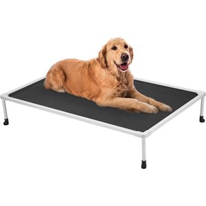 Veehoo Chew-Proof Silver Metal Frame Elevated Dog Bed, Black, Large