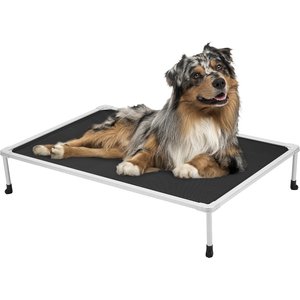 Veehoo Chew-Proof Silver Metal Frame Elevated Dog Bed, Black, Medium