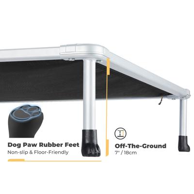 Show full view: Veehoo Chew-Proof Silver Metal Frame Elevated Dog Bed, Black, Medium slide 4 of 10