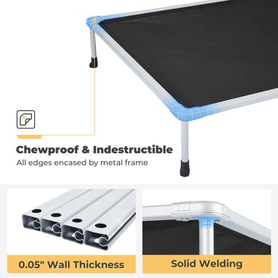 Show full view: Veehoo Chew-Proof Silver Metal Frame Elevated Dog Bed, Black, Medium slide 2 of 10
