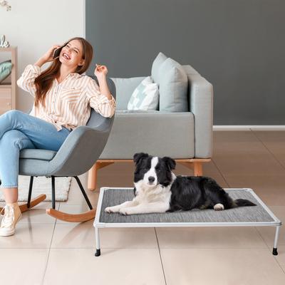 Show full view: Veehoo Chew-Proof Silver Metal Frame Elevated Dog Bed, Black Silver, Medium slide 6 of 10