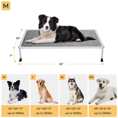 Show full view: Veehoo Chew-Proof Silver Metal Frame Elevated Dog Bed, Black Silver, Medium slide 5 of 10