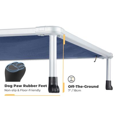 Show full view: Veehoo Chew-Proof Silver Metal Frame Elevated Dog Bed, Blue, Large slide 8 of 10