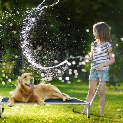 Show full view: Veehoo Chew-Proof Silver Metal Frame Elevated Dog Bed, Blue, Large slide 7 of 10