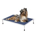 Veehoo Chew-Proof Silver Metal Frame Elevated Dog Bed, Blue, Medium