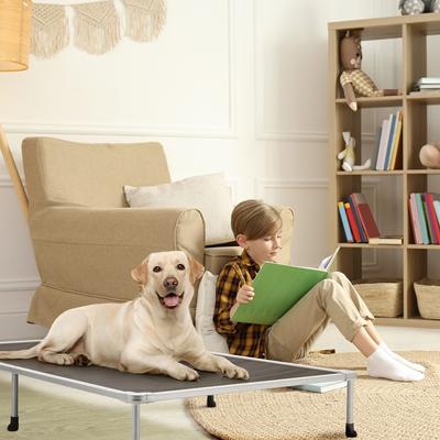 Show full view: Veehoo Chew-Proof Silver Metal Frame Elevated Dog Bed, Brown, XX-Large slide 6 of 10