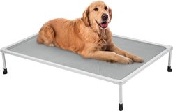 Veehoo Chew-Proof Silver Metal Frame Elevated Dog Bed, Sky Grey, Large