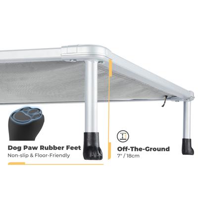Show full view: Veehoo Chew-Proof Silver Metal Frame Elevated Dog Bed, Sky Grey, Large slide 7 of 10