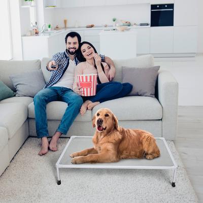 Show full view: Veehoo Chew-Proof Silver Metal Frame Elevated Dog Bed, Sky Grey, Large slide 5 of 10