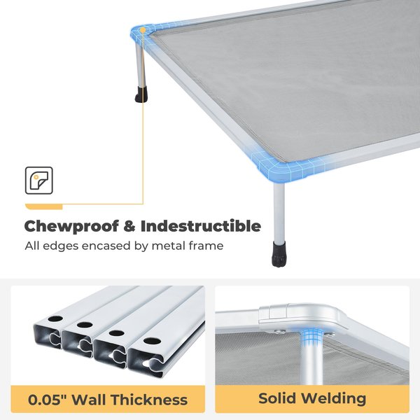 Veehoo Chew-Proof Silver Aluminum Frame Elevated Dog Bed