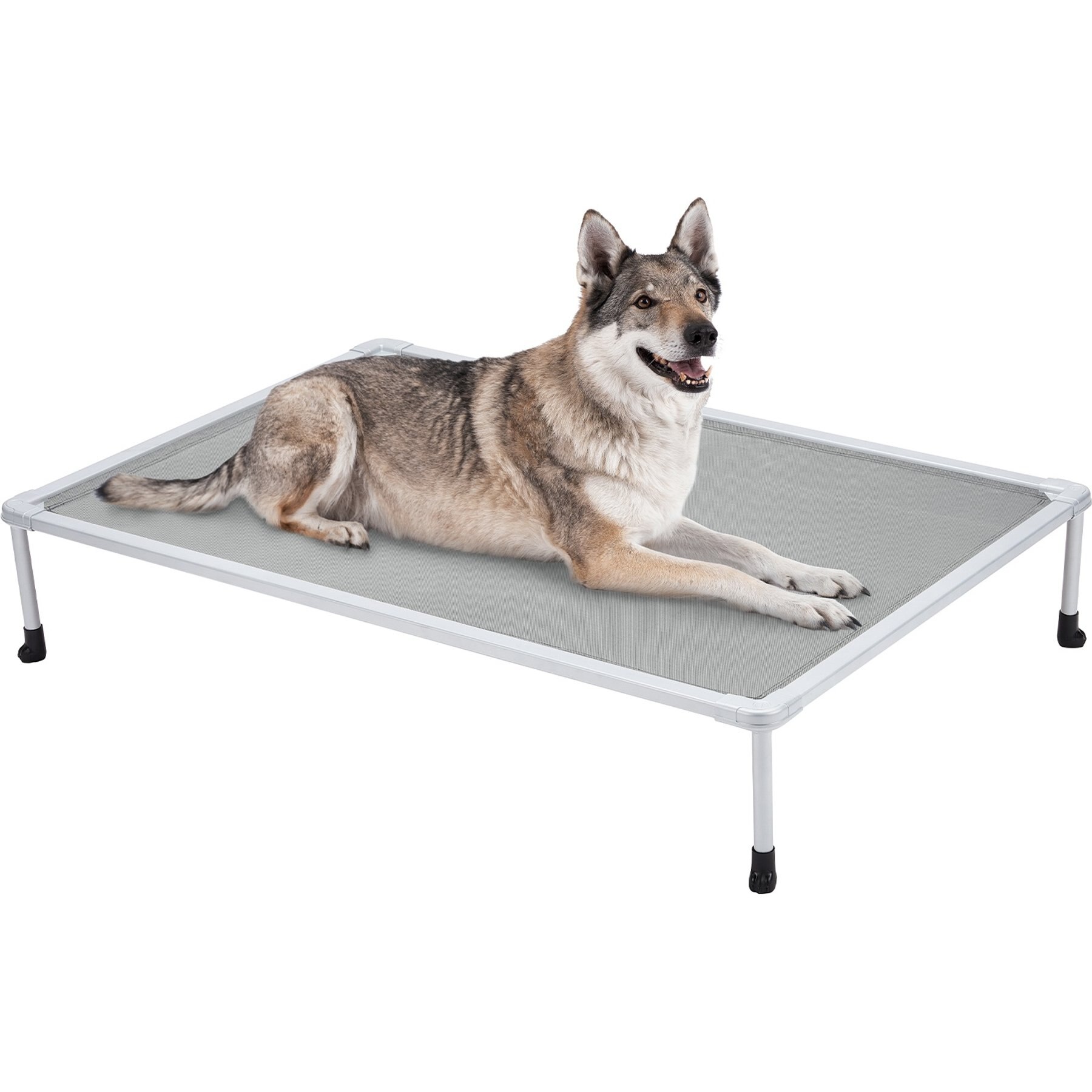 Veehoo Chew-Proof Silver Metal Frame Elevated Dog Bed, Sky Grey, X-Large
