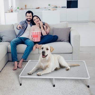 Show full view: Veehoo Chew-Proof Silver Metal Frame Elevated Dog Bed, Sky Grey, XX-Large slide 6 of 10