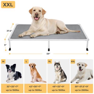 Show full view: Veehoo Chew-Proof Silver Metal Frame Elevated Dog Bed, Sky Grey, XX-Large slide 5 of 10