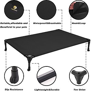 Veehoo Cooling Elevated Dog Bed, Black, Medium