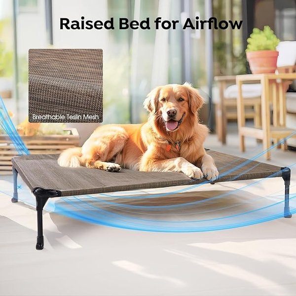 Veehoo Cooling Orthopedic Elevated Dog Bed with Removable Fluffy Plush Pillow Cushion