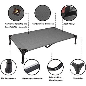Veehoo Cooling Elevated Dog Bed, Sky Grey, Medium