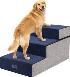 Veehoo Extra Wide Foldable Dog Stairs, Gray/Blue, 33 X 20 X 18-in