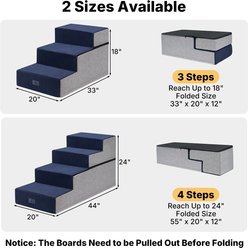Veehoo Extra Wide Foldable Dog Stairs, Gray/Blue, 44 X 20 X 24-in slide 2 of 8