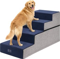 Veehoo Extra Wide Foldable Dog Stairs, Gray/Blue, 44 X 20 X 24-in