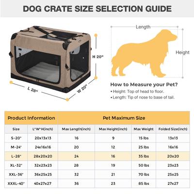 Show full view: Veehoo Folding 3-Door Soft-Sided Dog Crate, Beige Coffee, Large slide 3 of 10