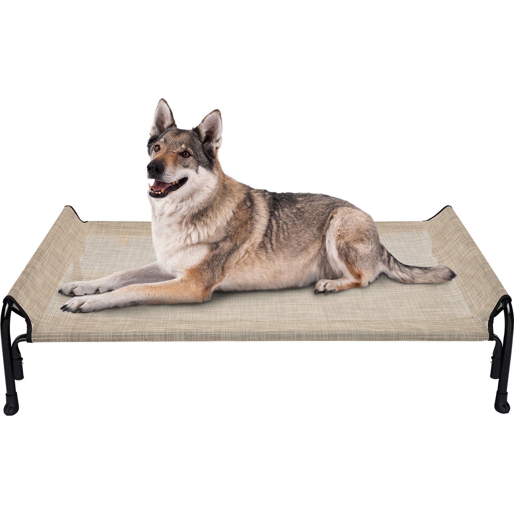 Veehoo Outdoor Elevated Dog Bed, Beige Coffee, Large