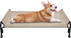 Veehoo Outdoor Elevated Dog Bed, Beige Coffee, Medium