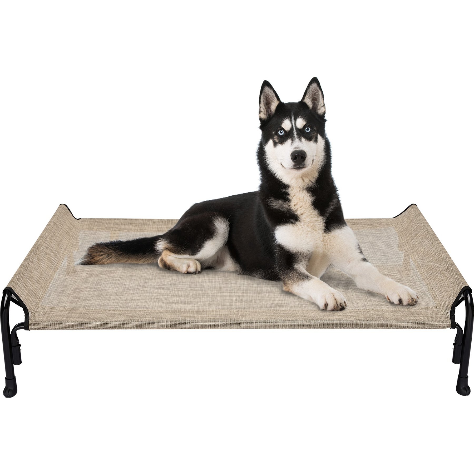 Veehoo Outdoor Elevated Dog Bed, Beige Coffee, X-Large