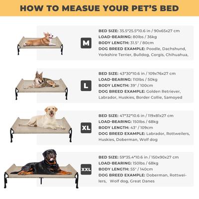 Show full view: Veehoo Outdoor Elevated Dog Bed, Beige Coffee, XX-Large slide 6 of 11