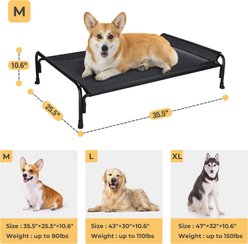 Veehoo Outdoor Elevated Dog Bed, Black, Medium slide 2 of 9