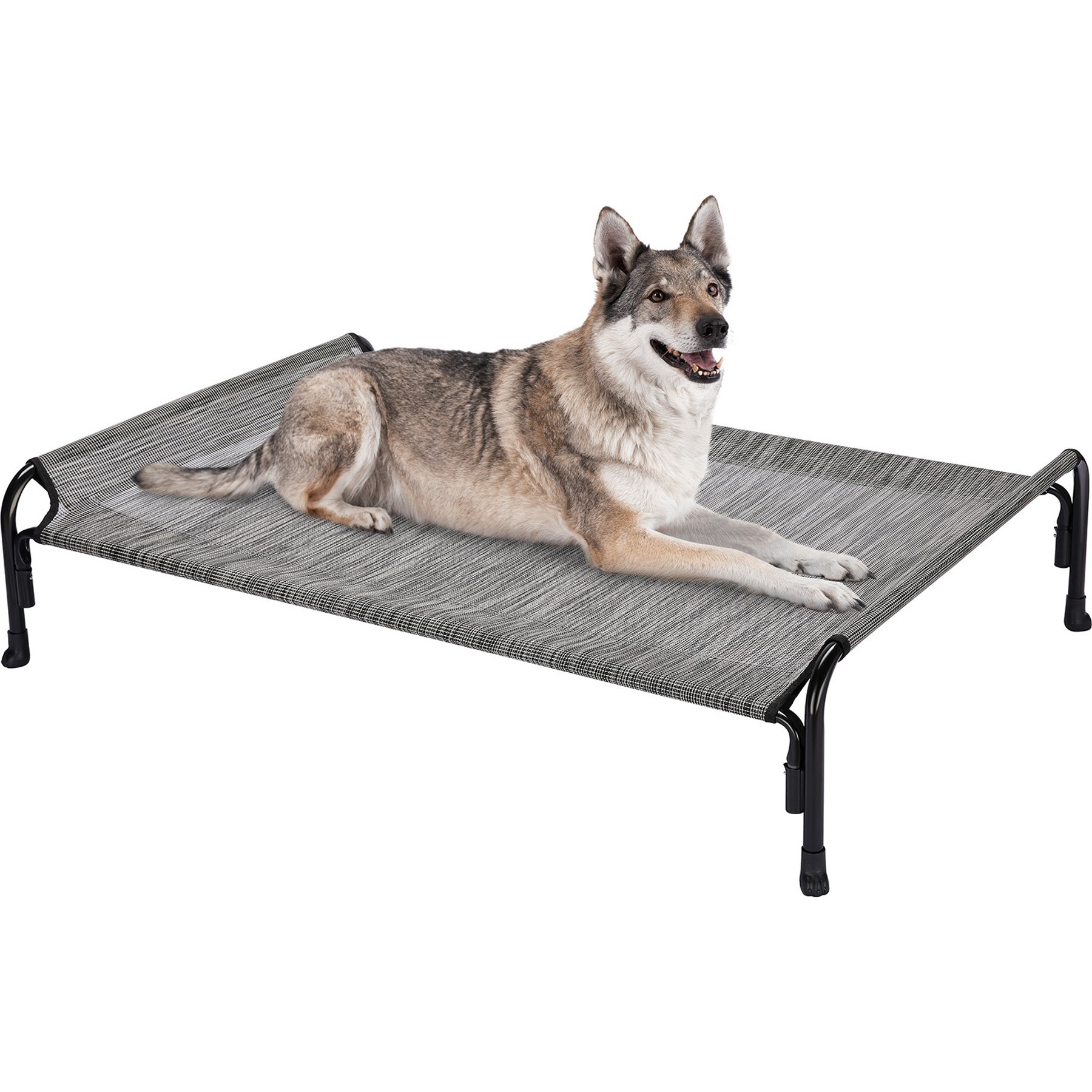 Veehoo Outdoor Elevated Dog Bed, Black Silver, Large
