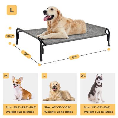 Show full view: Veehoo Outdoor Elevated Dog Bed, Black Silver, Large slide 7 of 11